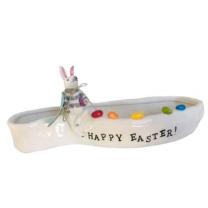 Blue sky clay works unique Easter bunny Nibbles  candy dish